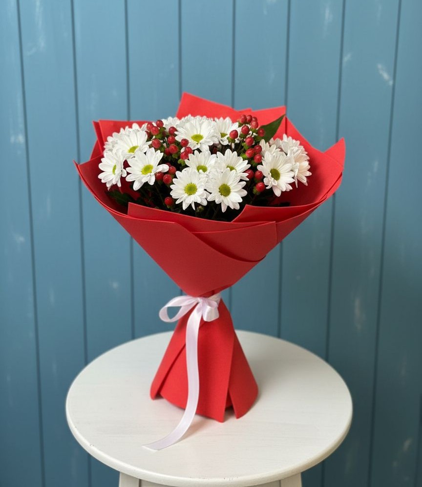 Букет ягоды на снегу в Курчатове Букет цветов из: Хризантемы в Курчатове