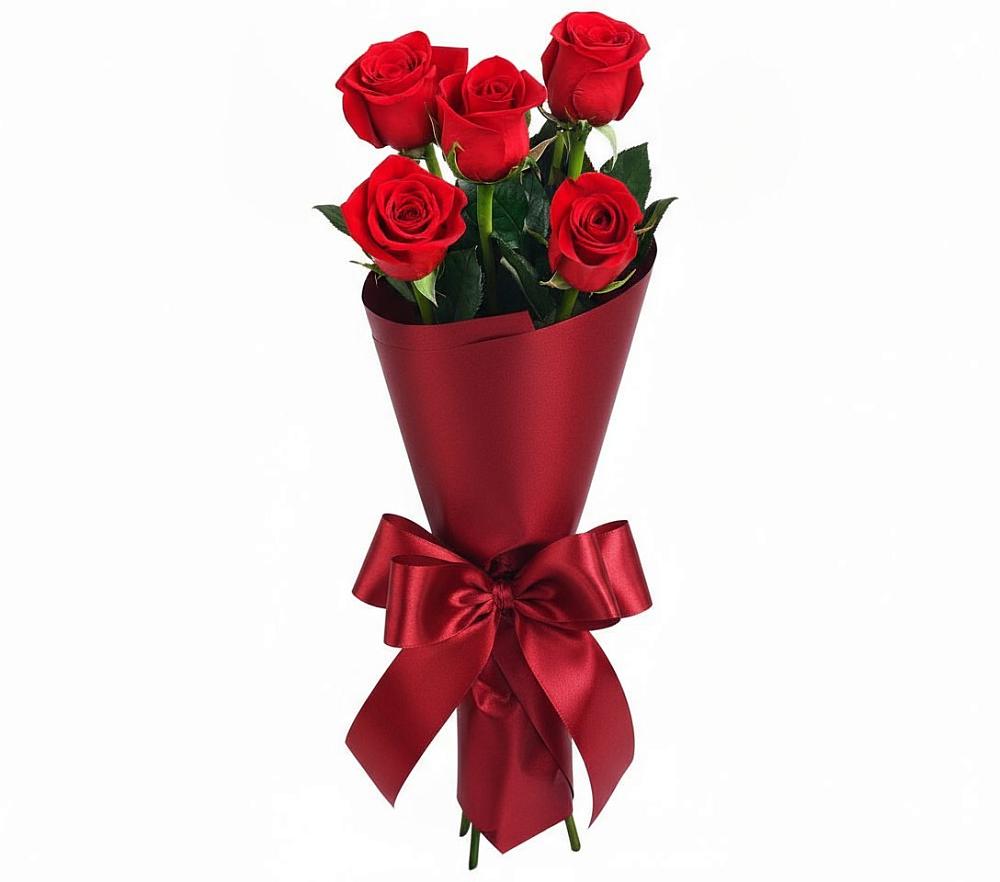 5 Красных роз Эдлесс Лав в Курчатове Букет 5 Красных роз Эдлесс Лав в Курчатове