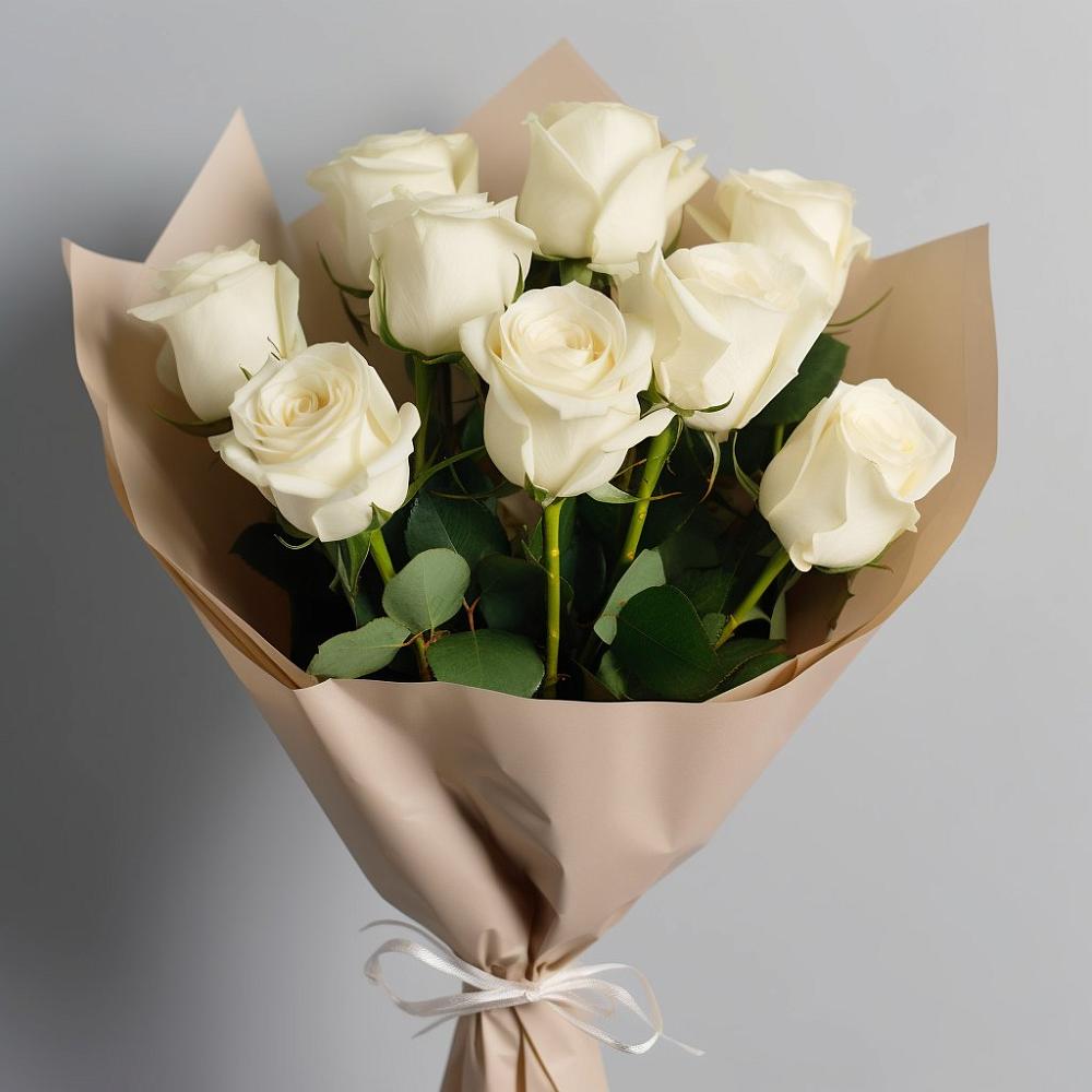 9 Белых роз Эдлесс Лав в Курчатове Букет 9 Белых роз Эдлесс Лав в Курчатове