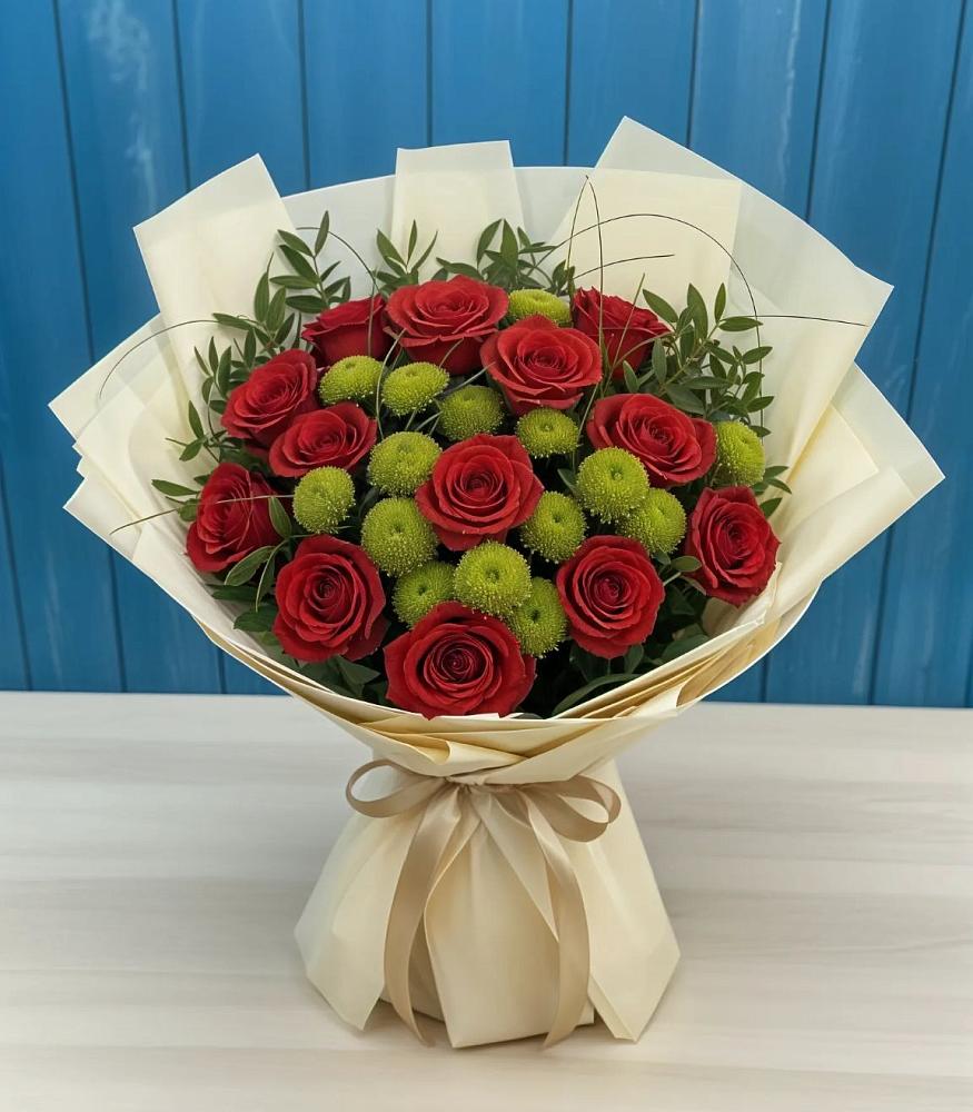 Букет Стихотворение в Курчатове Букет цветов из: Розы и Хризантемы в Курчатове