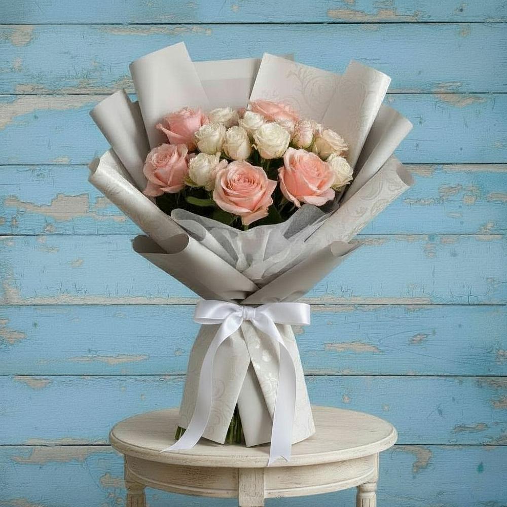 Букет Нежное облако в Курчатове Букет цветов из: Розы в Курчатове