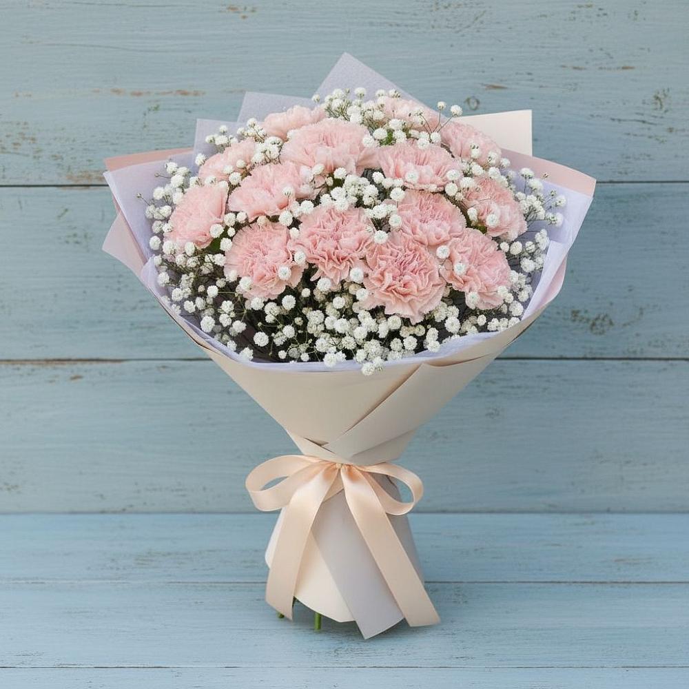 Букет Нежность рассвета в Курчатове Букет цветов из: Гвоздики в Курчатове