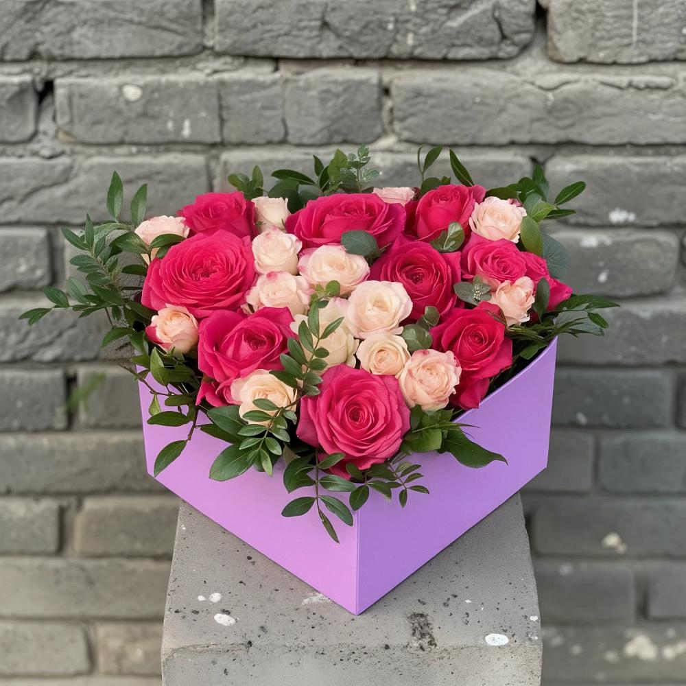 Композиция моя любовь в Курчатове Цветочная композиция из Розы в коробке в Курчатове