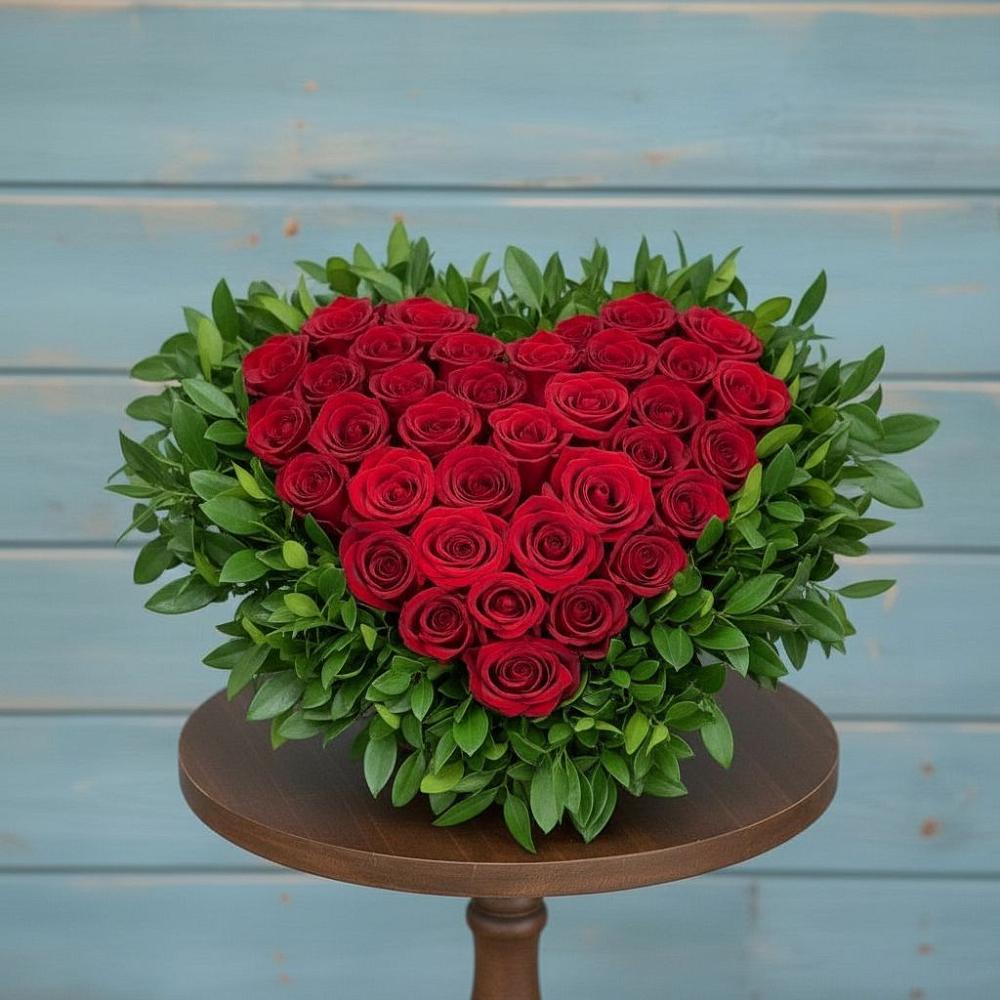 Композиция Сердце в любви в Курчатове Цветочная композиция из Розы в виде сердца в Курчатове