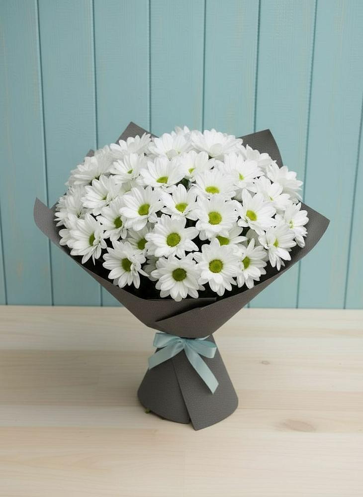 Букет белые хризантемы в Курчатове Букет цветов из: Хризантемы в Курчатове