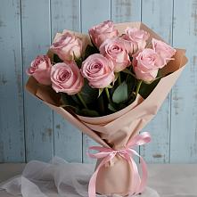 9 розовых роз в Курчатове Букет цветов из:  Розы в Курчатове