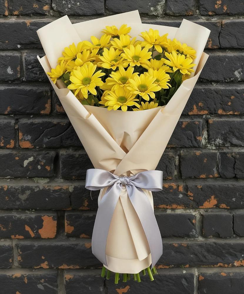 Букет Желтое настроение в Курчатове Букет цветов из: Хризантемы в Курчатове